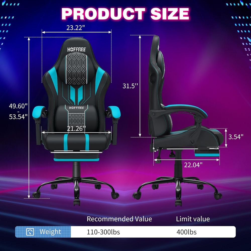 Gaming Chair with LED Lights S - Bluetooth Speaker ulasan dan harga