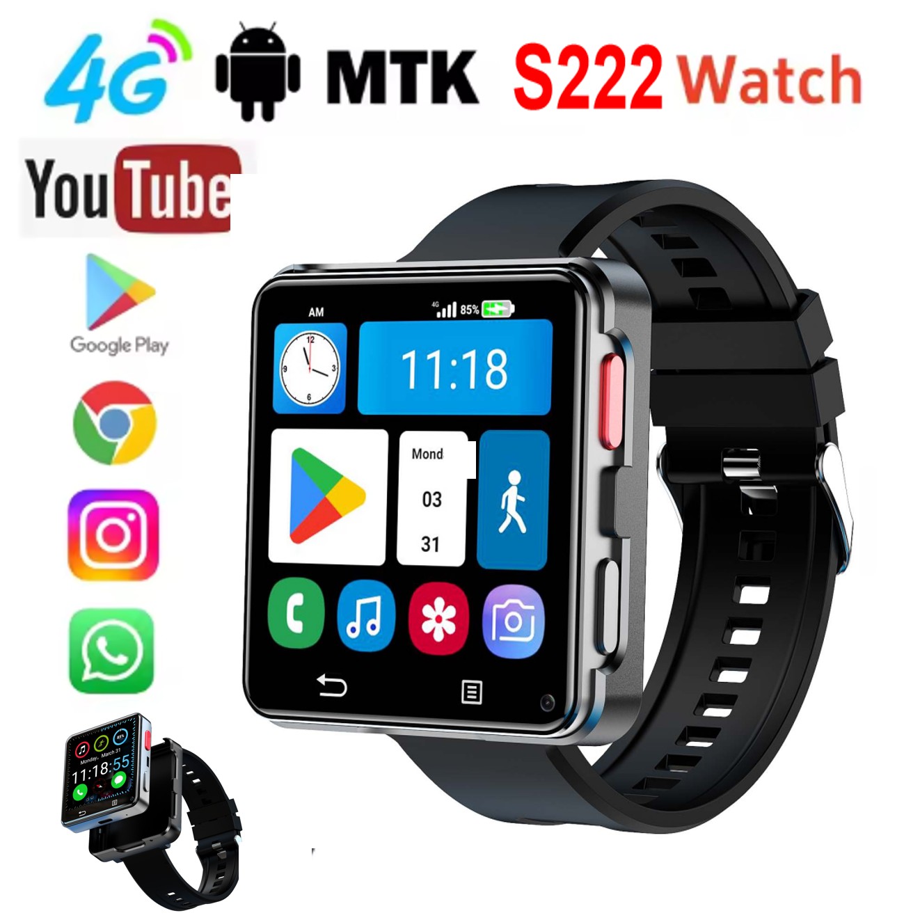 S222 Smart Watch 4G SI-M Card  - Smart Watch ulasan dan harga